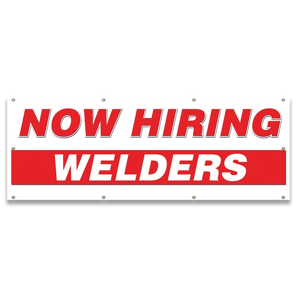 Now Hiring Welders Banner Apply Inside Accepting Application Single Sided